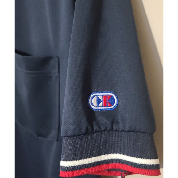 Cliff Keen Polo Shirt Blue with Red & White Striped Sleeves & Collar - Size M - Picture 3 of 6